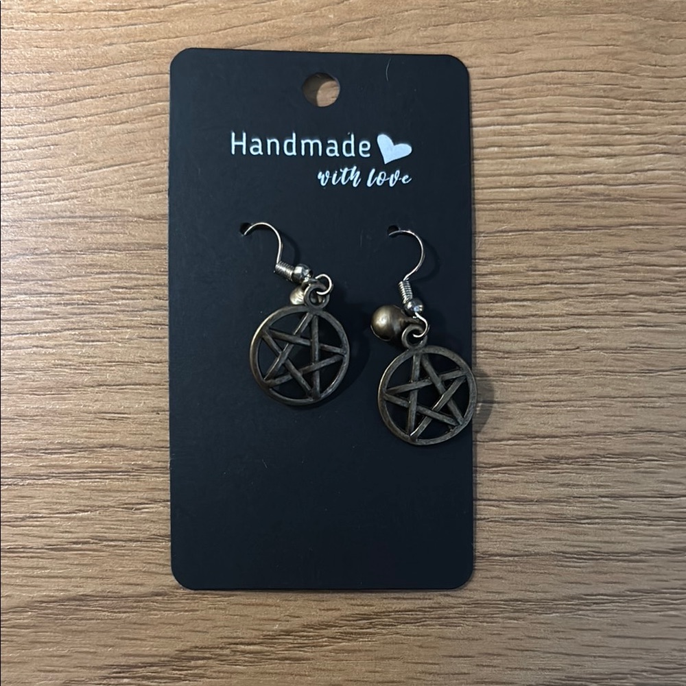 Pentagram Earrings with Intricate Design
